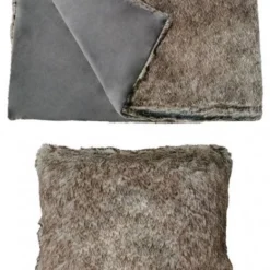 Lot 1 Plaid 1 Coussin Fausse Fourrure