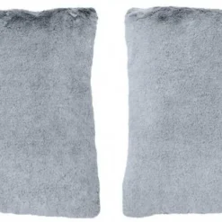 2 Coussins Fausse Fourrure Gris Givré
