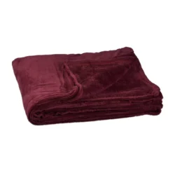 1x Couverture Plaid Polaire Bordeaux