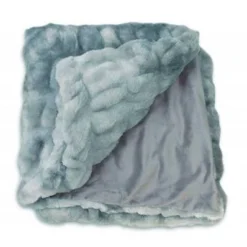 Plaid Faux Poils De Lapin Bleu Calinou