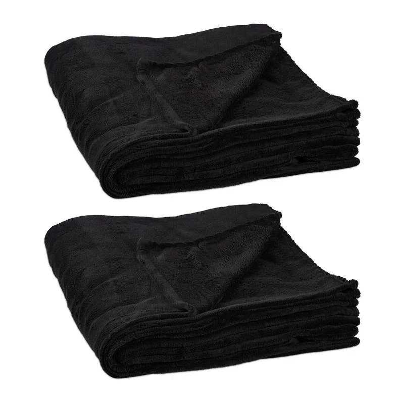 2x Couvertures Plaid Grand Polaire Noir 3 2x Couvertures Plaid Grand Polaire Noir