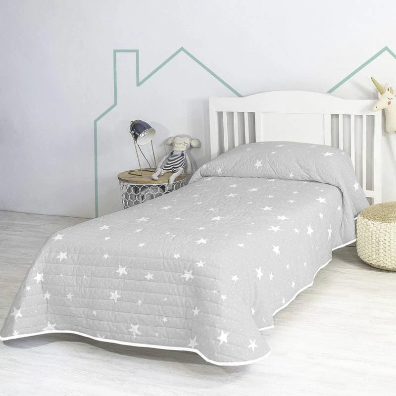 Basic Little Star Couvre-lit 180x260 Cm Gris 4 Basic Little Star Couvre-lit 180x260 Cm Gris – Image 2