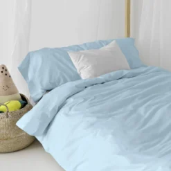 Basic Parure Housse Couette 155x220 Bleu -Pas Cher Zen Repos Magasin 7ca86c2054d44ff0b7c3b24d4a61dd8b