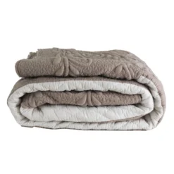 Couvre Lit Bicolore Floqué à La Main