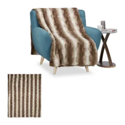 2x Plaids Fausse Fourrure En Brun