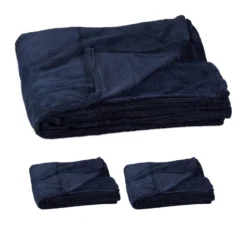 3x Couvertures Plaid Géant Polaire Bleu