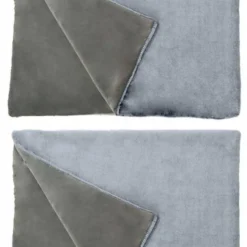 2 Plaids Fausse Fourrure Gris 130x170cm