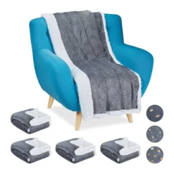 Plaid Gris Points Dorés En Lot De 5