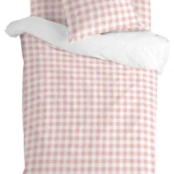 Basic Vichy Parure Housse Couette 140x200 Rose