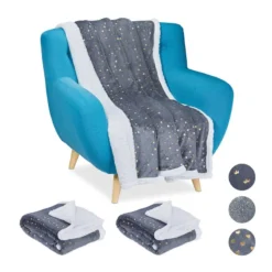 Plaid Gris étoiles Dorées En Lot De 3