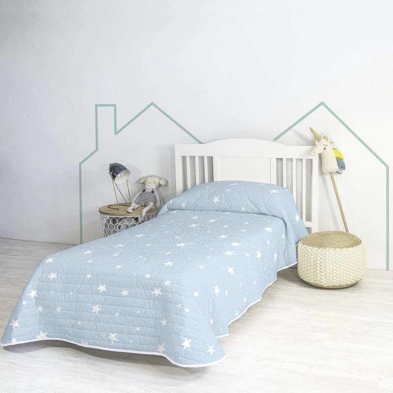 Basic Little Star Couvre-lit 180x260 Cm Bleu 4 Basic Little Star Couvre-lit 180x260 Cm Bleu – Image 2