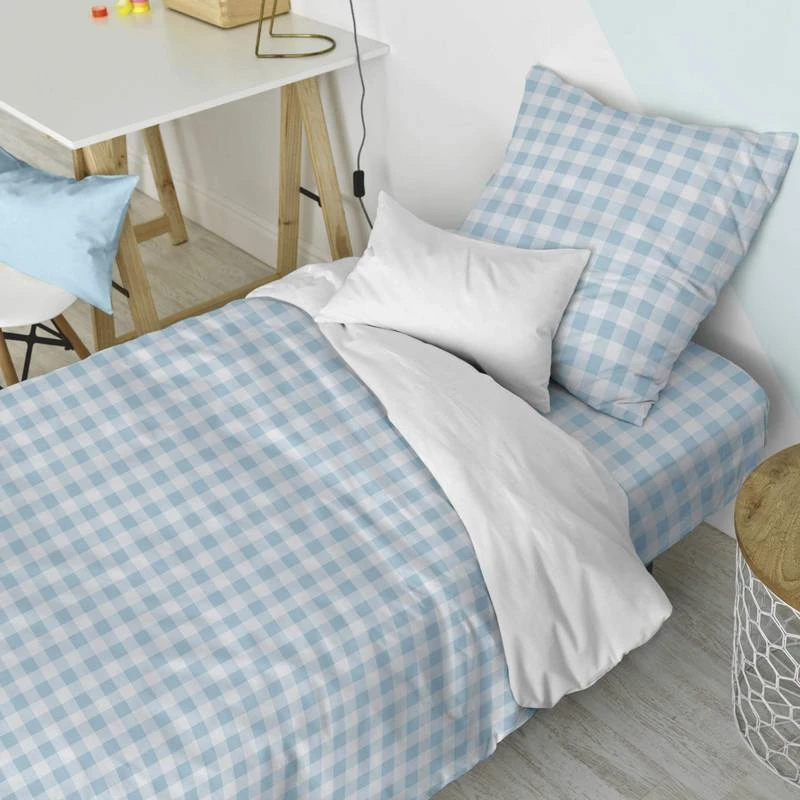 Basic Vichy Parure Housse Couette 140x200 Bleu 7 Basic Vichy Parure Housse Couette 140x200 Bleu – Image 5